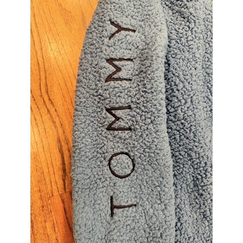 Tommy‎ Hilfiger Fluffy Hooded Sherpa Fleece 1/4 Zip Jacket Pullover Large Blue - Picture 3 of 10